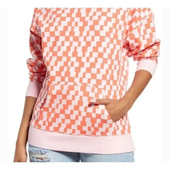 BP Checkered Hoodie Pullover Sweatshirt 100% ORGANIC COTTON SZ XS #1425 - Picture 1 of 13